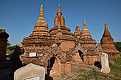 Bagan Myanmar. Cluster of red brick temples near Min myaw yaza  